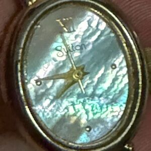 Sutton Mother-of-Pearl Oval Watch — Iridescent Blue Face